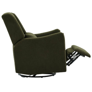 English Elm 29.5'' Wingback Glider Recliner Teddy Fleece Swivel Nursery Chair with Locking Footrest BS701P337844G