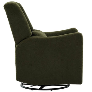 English Elm 29.5'' Wingback Glider Recliner Teddy Fleece Swivel Nursery Chair with Locking Footrest BS701P337844G