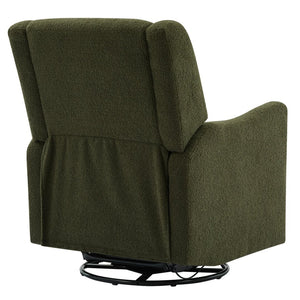 English Elm 29.5'' Wingback Glider Recliner Teddy Fleece Swivel Nursery Chair with Locking Footrest BS701P337844G
