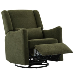 English Elm 29.5'' Wingback Glider Recliner Teddy Fleece Swivel Nursery Chair with Locking Footrest BS701P337844G