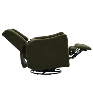 English Elm 29.5'' Wingback Glider Recliner Teddy Fleece Swivel Nursery Chair with Locking Footrest BS701P337844G
