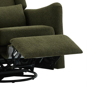 English Elm 29.5'' Wingback Glider Recliner Teddy Fleece Swivel Nursery Chair with Locking Footrest BS701P337844G