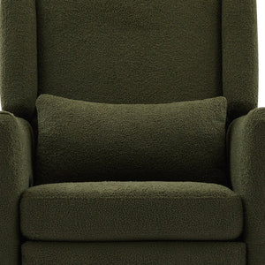 English Elm 29.5'' Wingback Glider Recliner Teddy Fleece Swivel Nursery Chair with Locking Footrest BS701P337844G