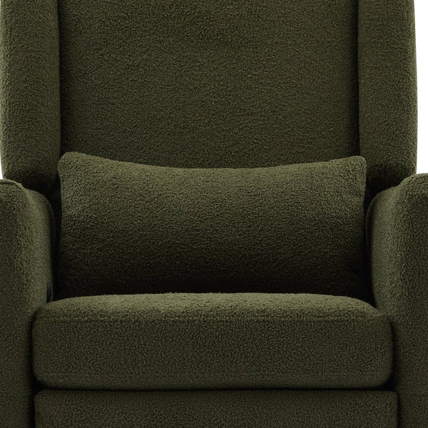 English Elm 29.5'' Wingback Glider Recliner Teddy Fleece Swivel Nursery Chair with Locking Footrest BS701P337844G