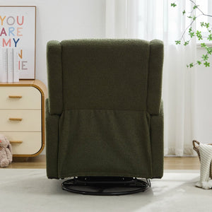English Elm 29.5'' Wingback Glider Recliner Teddy Fleece Swivel Nursery Chair with Locking Footrest BS701P337844G