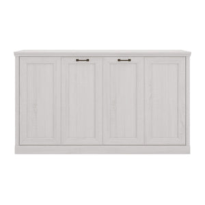 English Elm Twin Horizontal Murphy Bed Rustic White Cabinet with Dual Piston Lift for Guest Rooms BS701P355057K