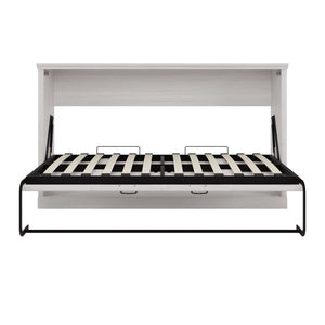 English Elm Twin Horizontal Murphy Bed Rustic White Cabinet with Dual Piston Lift for Guest Rooms BS701P355057K