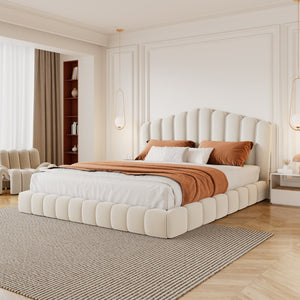 English Elm Velvet Queen Platform Bed Shell Headboard Low Profile Quilted Frame for Bedroom BS701P360713A