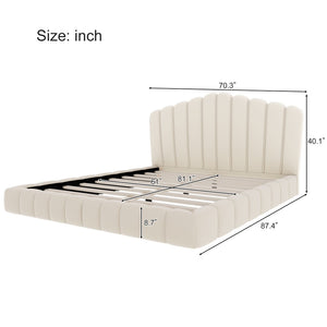 English Elm Velvet Queen Platform Bed Shell Headboard Low Profile Quilted Frame for Bedroom BS701P360713A