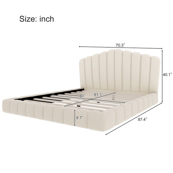 English Elm Velvet Queen Platform Bed Shell Headboard Low Profile Quilted Frame for Bedroom BS701P360713A