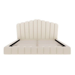 English Elm Velvet Queen Platform Bed Shell Headboard Low Profile Quilted Frame for Bedroom BS701P360713A