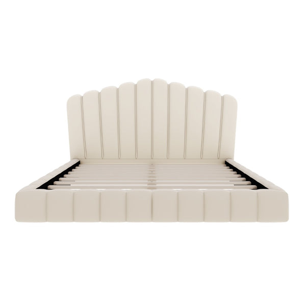 English Elm Velvet Queen Platform Bed Shell Headboard Low Profile Quilted Frame for Bedroom BS701P360713A