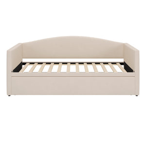 English Elm Twin Velvet Daybed with Pop up Trundle Expands to King for Guest Rooms and Studios Beige - A BS701P380137C