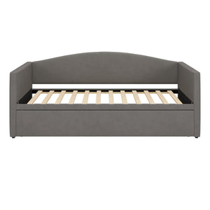English Elm Twin Velvet Daybed with Pop up Trundle Expands to King for Guest Rooms and Studios Gray BS701P380137G