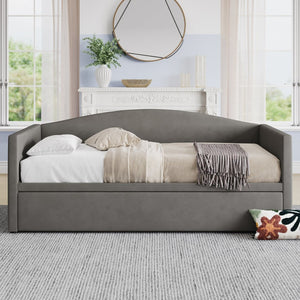 English Elm Twin Velvet Daybed with Pop up Trundle Expands to King for Guest Rooms and Studios Gray BS701P380137G