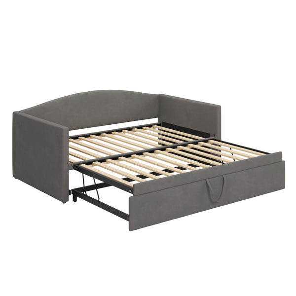 English Elm Twin Velvet Daybed with Pop up Trundle Expands to King for Guest Rooms and Studios Gray BS701P380137G