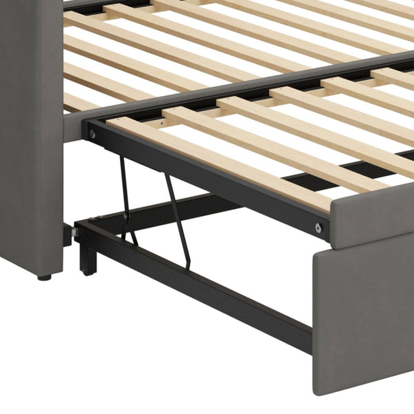 English Elm Twin Velvet Daybed with Pop up Trundle Expands to King for Guest Rooms and Studios Gray BS701P380137G