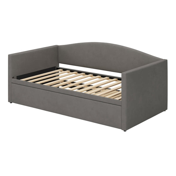 English Elm Twin Velvet Daybed with Pop up Trundle Expands to King for Guest Rooms and Studios Gray BS701P380137G