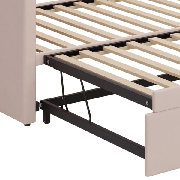 English Elm Twin Velvet Daybed with Pop up Trundle Expands to King for Guest Rooms and Studios Pink - A BS701P380137P