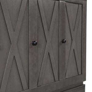 English Elm Farmhouse Pine Cabinet Murphy Bed with Charging Station and Hidden Full Size Sleeping BS701P385276E