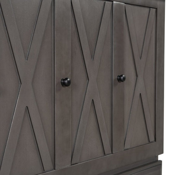 English Elm Farmhouse Pine Cabinet Murphy Bed with Charging Station and Hidden Full Size Sleeping BS701P385276E