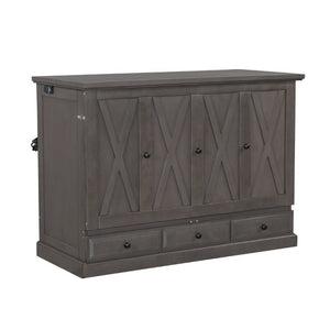 English Elm Farmhouse Pine Cabinet Murphy Bed with Charging Station and Hidden Full Size Sleeping BS701P385276E