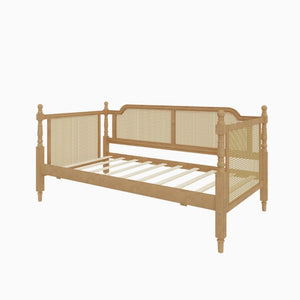 English Elm Traditional Rattan Headboard Twin Daybed with Storage Drawers Pine Frame Guest Room BS701P415472D