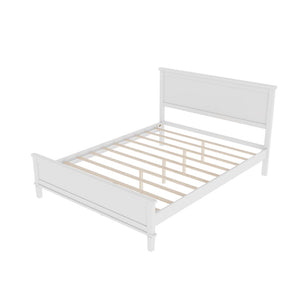 English Elm Mid-Century Queen Platform Bed Solid Pine Frame Low Profile Headboard Slat Support White BS701P420482K