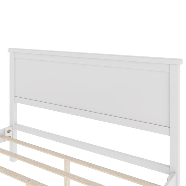 English Elm Mid-Century Queen Platform Bed Solid Pine Frame Low Profile Headboard Slat Support White BS701P420482K