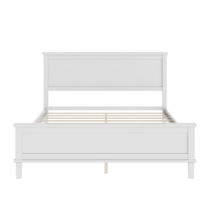 English Elm Mid-Century Queen Platform Bed Solid Pine Frame Low Profile Headboard Slat Support White BS701P420482K