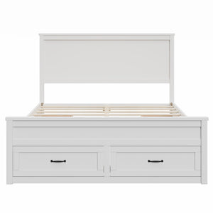 English Elm Modern Queen Platform Bed Solid Pine Frame with Six Built-in Storage Drawers White BS701P422883K