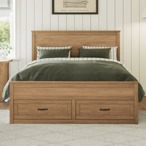 English Elm Modern Queen Platform Bed Solid Pine Frame with Six Built-in Storage Drawers Seadrift BS701P422883S