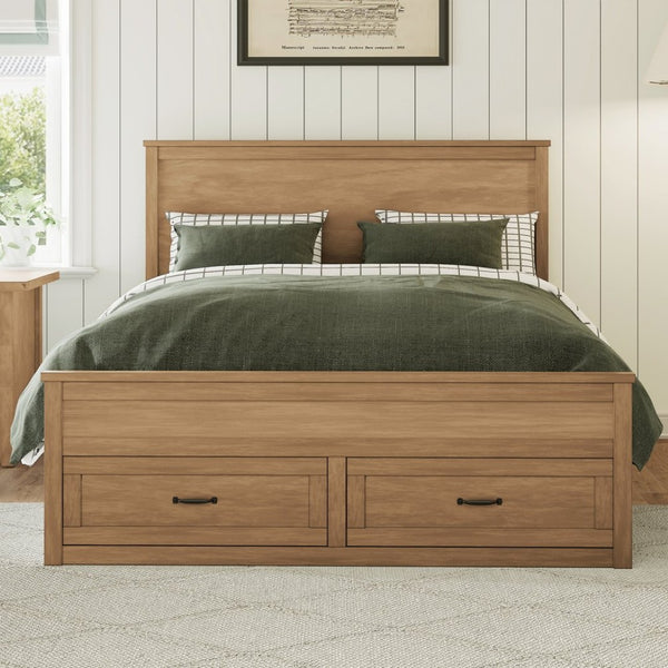 English Elm Modern Queen Platform Bed Solid Pine Frame with Six Built-in Storage Drawers Seadrift BS701P422883S