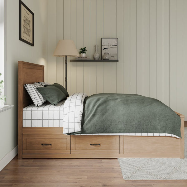 English Elm Modern Queen Platform Bed Solid Pine Frame with Six Built-in Storage Drawers Seadrift BS701P422883S
