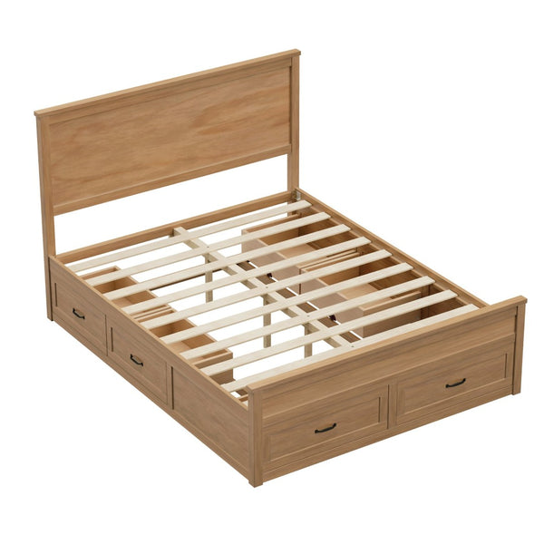 English Elm Modern Queen Platform Bed Solid Pine Frame with Six Built-in Storage Drawers Seadrift BS701P422883S