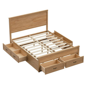 English Elm Modern Queen Platform Bed Solid Pine Frame with Six Built-in Storage Drawers Seadrift BS701P422883S