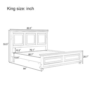 English Elm Traditional Pinewood King Bed Frame with Fretwork Headboard for Master Bedroom Brown BS701P422951D