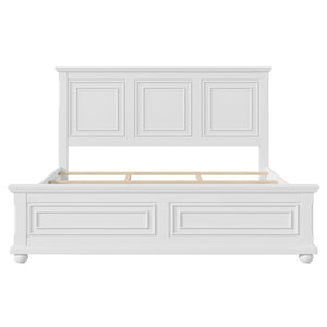 English Elm Traditional Pinewood King Bed Frame with Fretwork Headboard for Master Bedroom White BS701P422951K