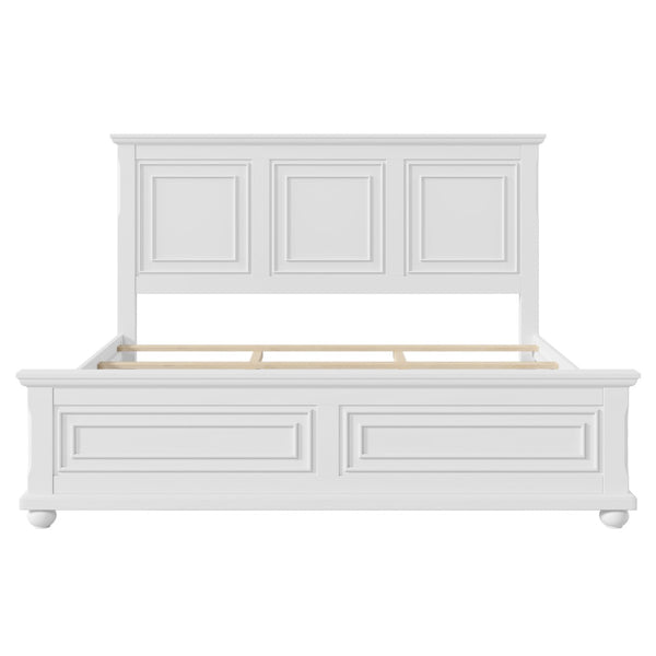 English Elm Traditional Pinewood King Bed Frame with Fretwork Headboard for Master Bedroom White BS701P422951K