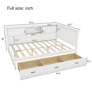 English Elm L-Shaped Full Bed Pine Wood Corner Frame with Bookcase LED Lighting and USB Charging BS701P433503K