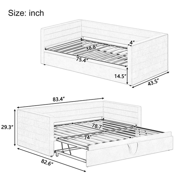 English Elm Modern Queen Platform Bed Solid Pine Frame with Six Built-in Storage Drawers Beige BS701P456668C