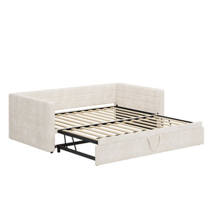 English Elm Modern Queen Platform Bed Solid Pine Frame with Six Built-in Storage Drawers Beige BS701P456668C