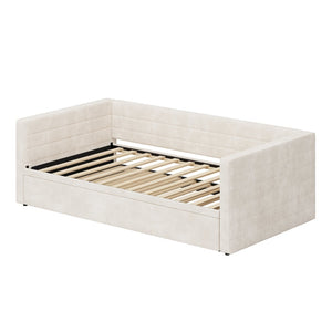 English Elm Modern Queen Platform Bed Solid Pine Frame with Six Built-in Storage Drawers Beige BS701P456668C