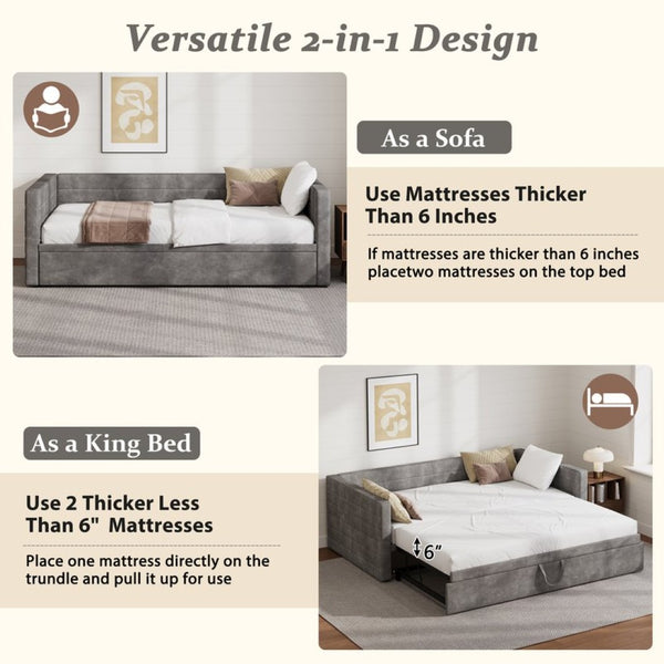 English Elm Modern Queen Platform Bed Solid Pine Frame with Six Built-in Storage Drawers Gray BS701P456668E