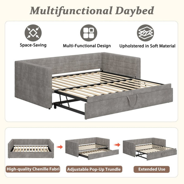 English Elm Modern Queen Platform Bed Solid Pine Frame with Six Built-in Storage Drawers Gray BS701P456668E
