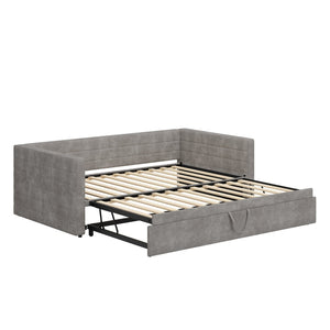 English Elm Modern Queen Platform Bed Solid Pine Frame with Six Built-in Storage Drawers Gray BS701P456668E