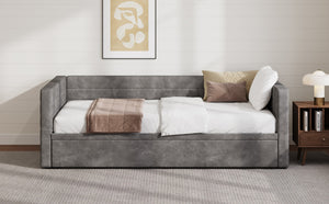 English Elm Modern Queen Platform Bed Solid Pine Frame with Six Built-in Storage Drawers Gray BS701P456668E