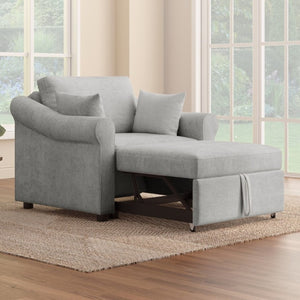 English Elm Chenille Convertible Sleeper Chair Adjustable Backrest Pull Out Single Bed Studio BS701P468429E