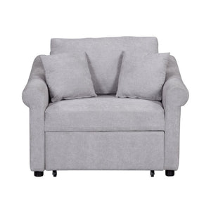 English Elm Chenille Convertible Sleeper Chair Adjustable Backrest Pull Out Single Bed Studio BS701P468429E