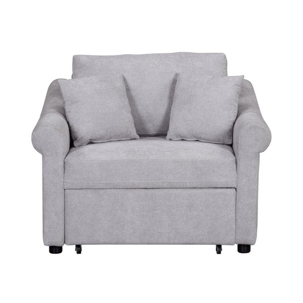 English Elm Chenille Convertible Sleeper Chair Adjustable Backrest Pull Out Single Bed Studio BS701P468429E